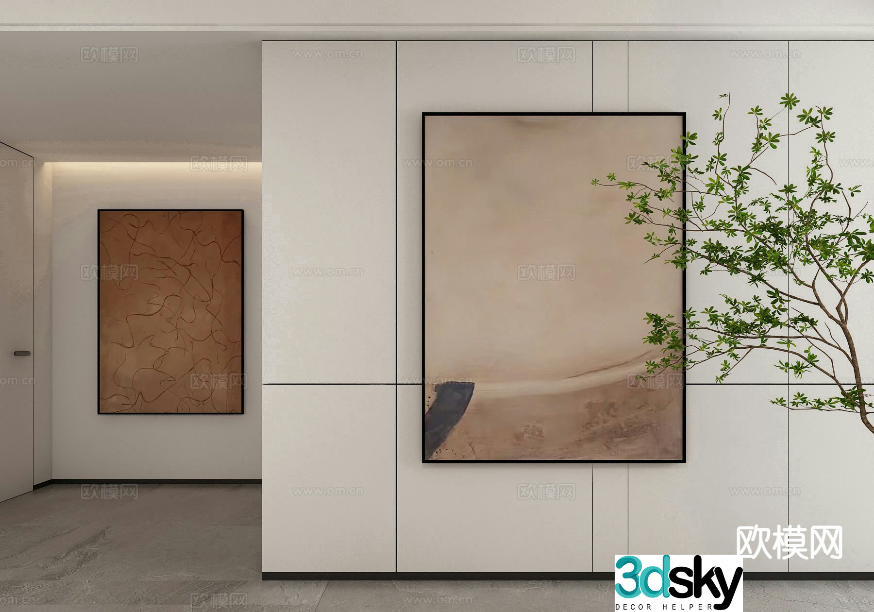 Modern art painting decorative painting 3d model