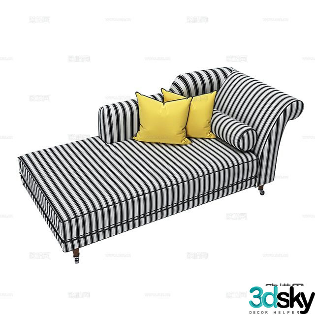 Chaise longue sofa collapse 3d model