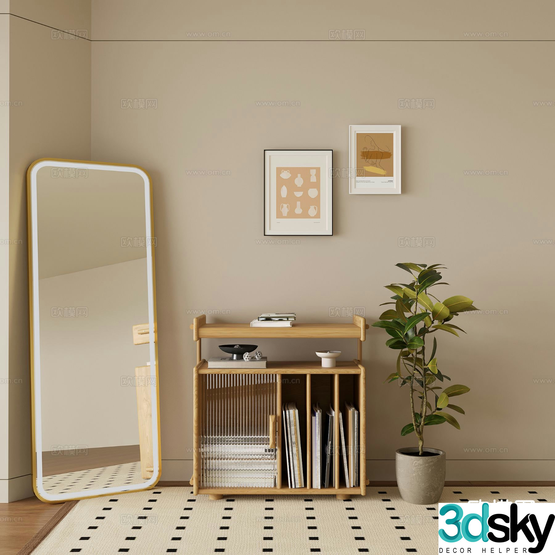 Medieval style decorative cabinet 3D model