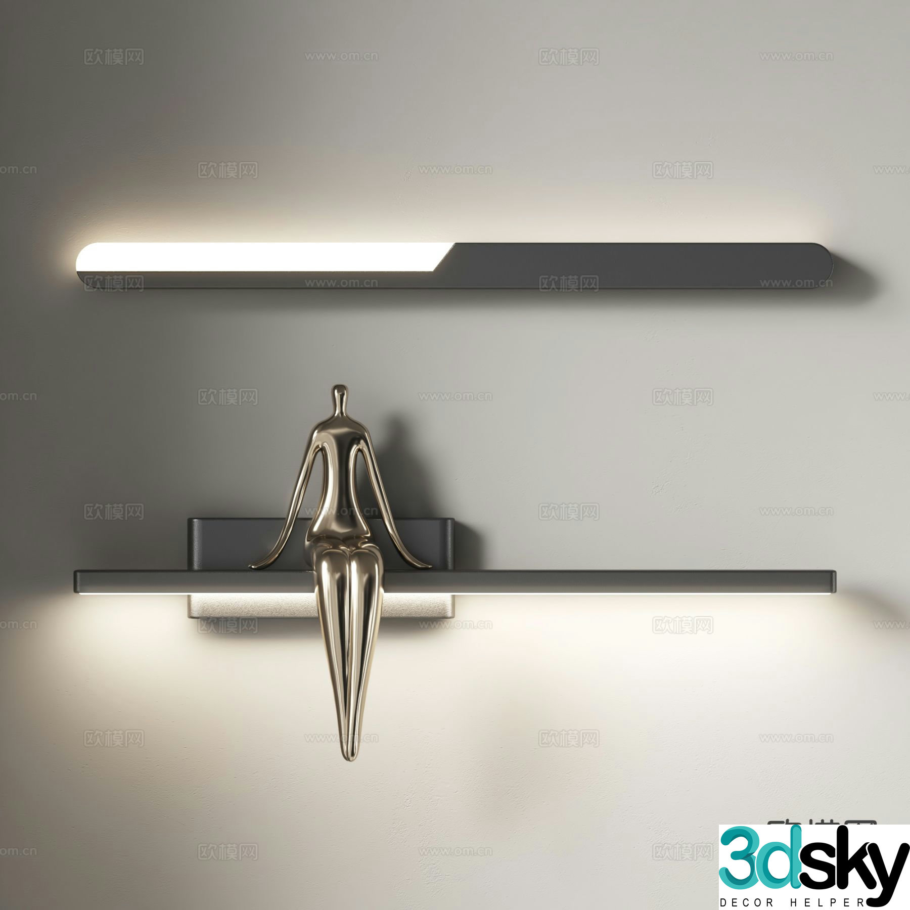 Light luxury wall lamp long wall lamp minimalist wall lamp 3D model
