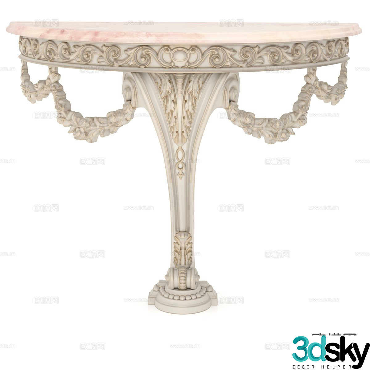 French table corner table 3d model