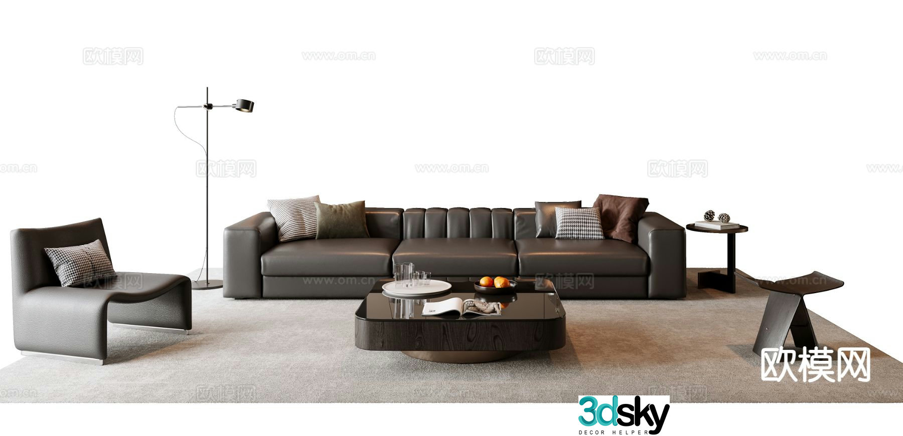 Italian sofa coffee table modular sofa 3d model
