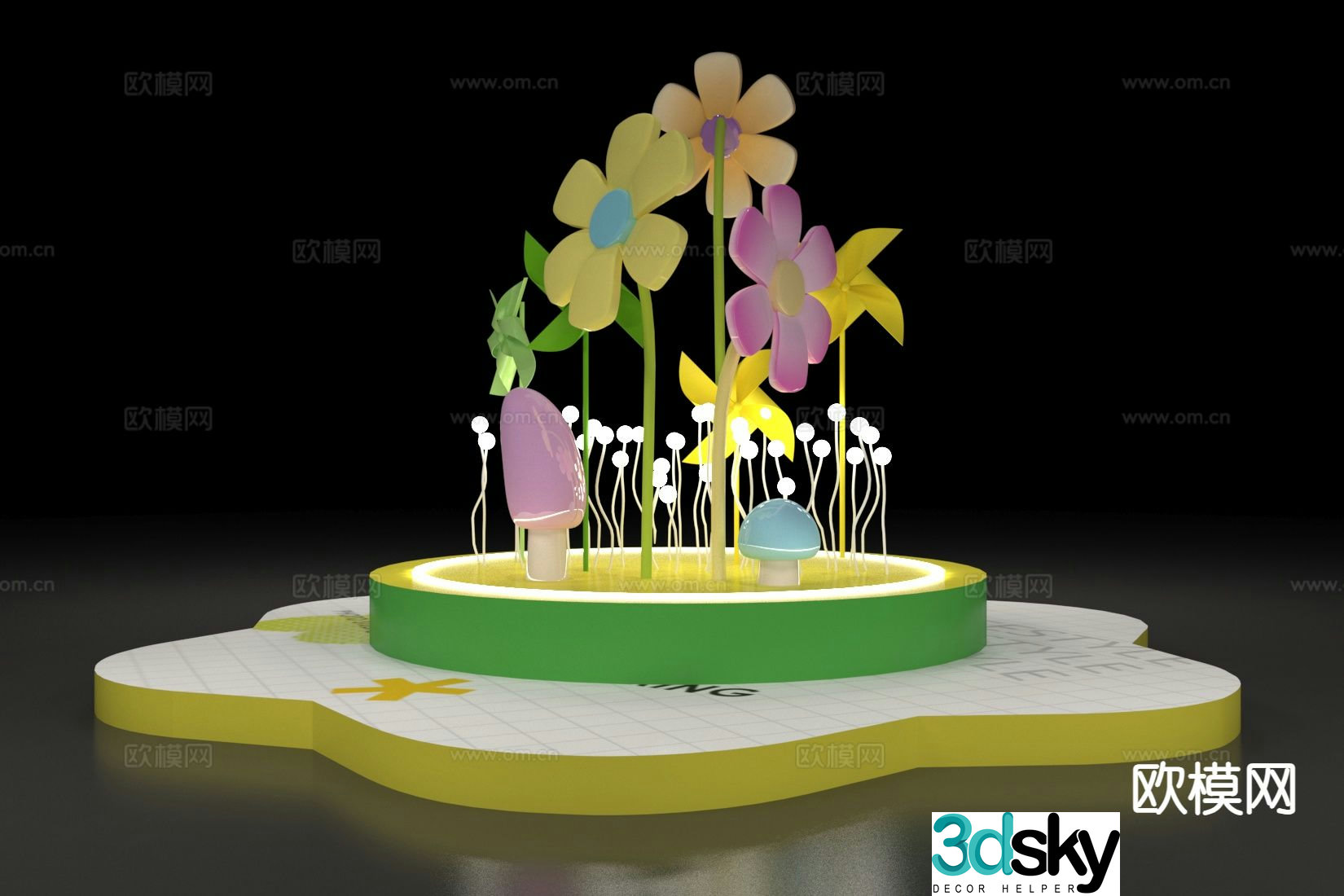 Modern floral display shopping mall display 3D model