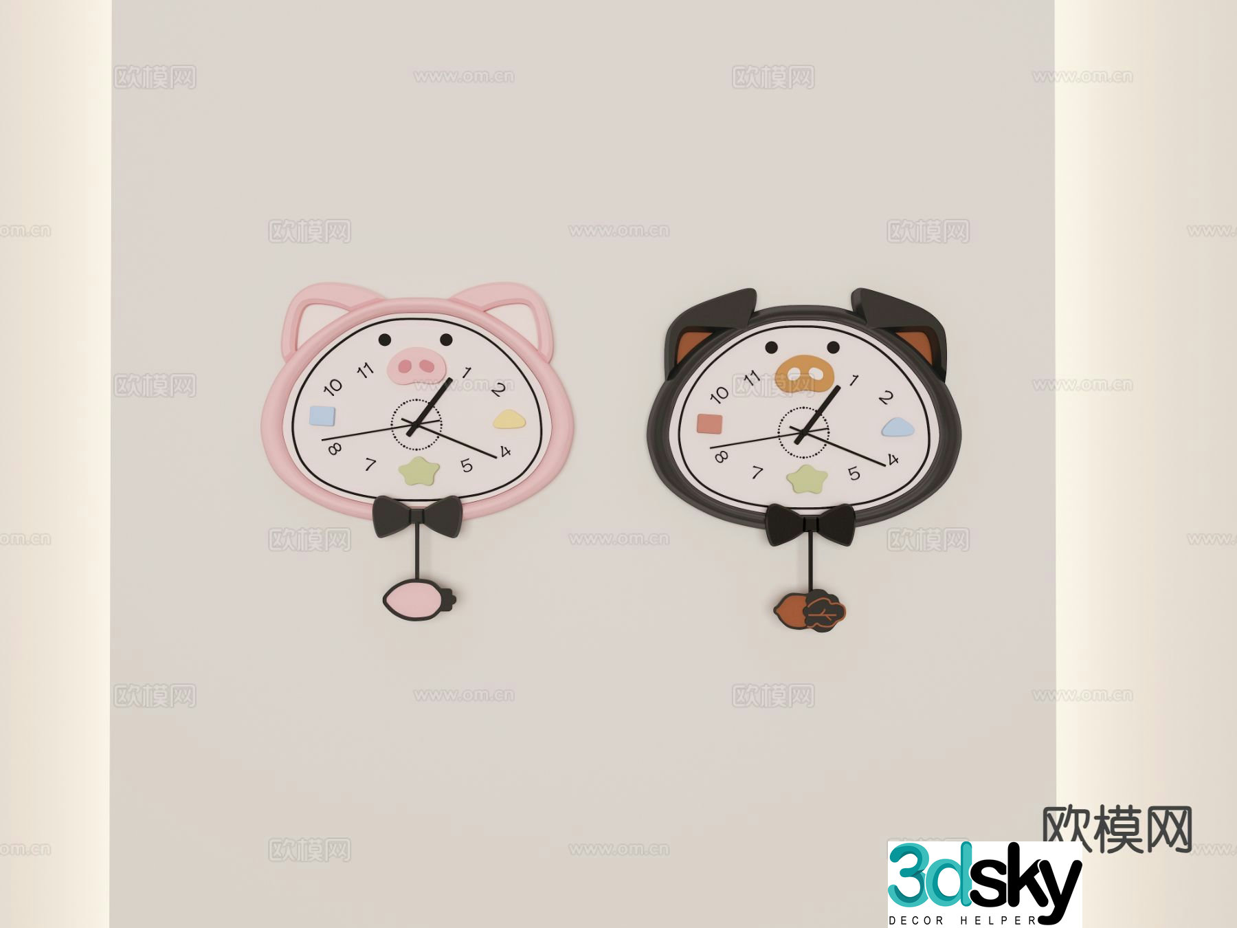 Modern children’s wall clock clock 3d model