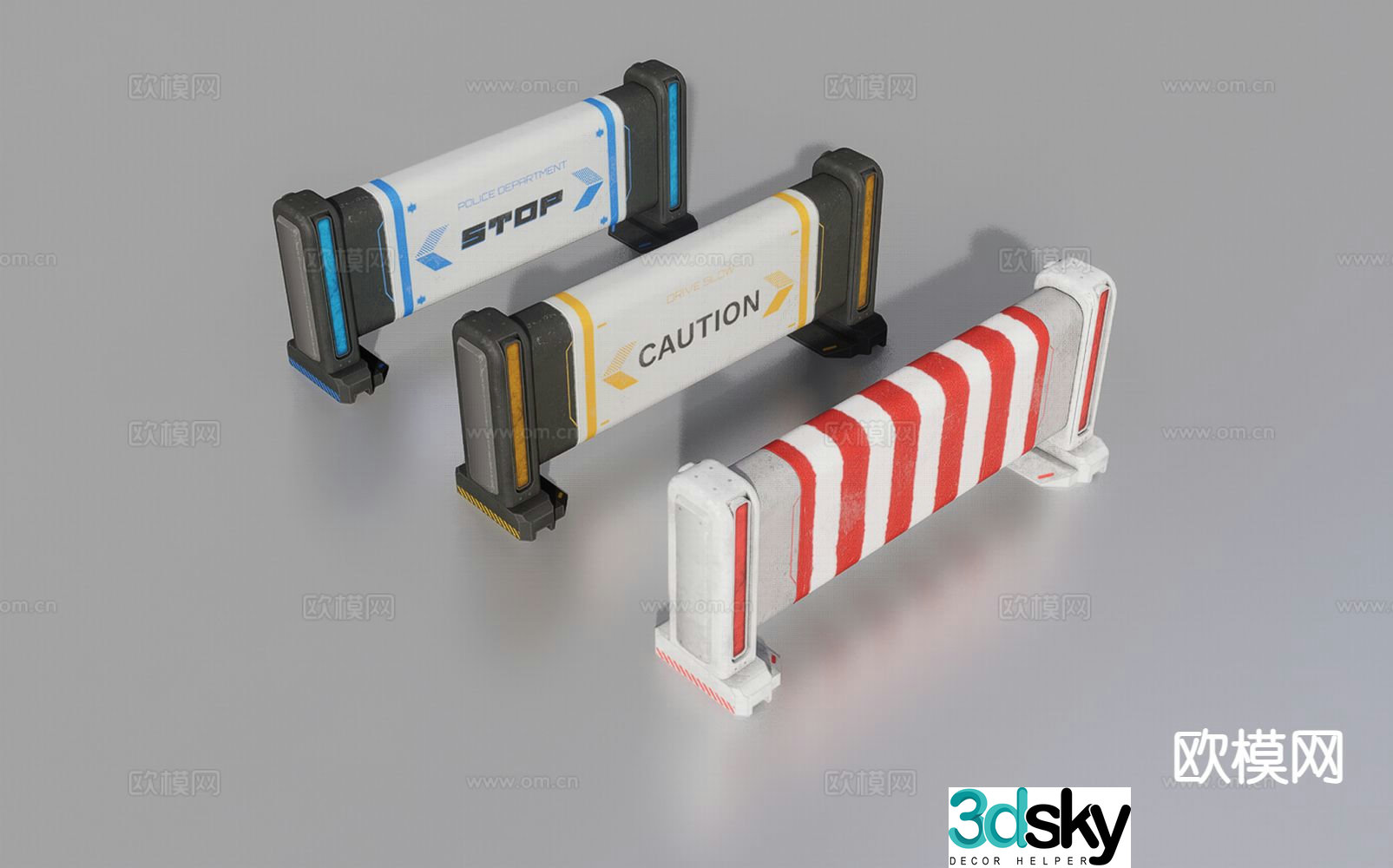 roadblock traffic equipment 3d model
