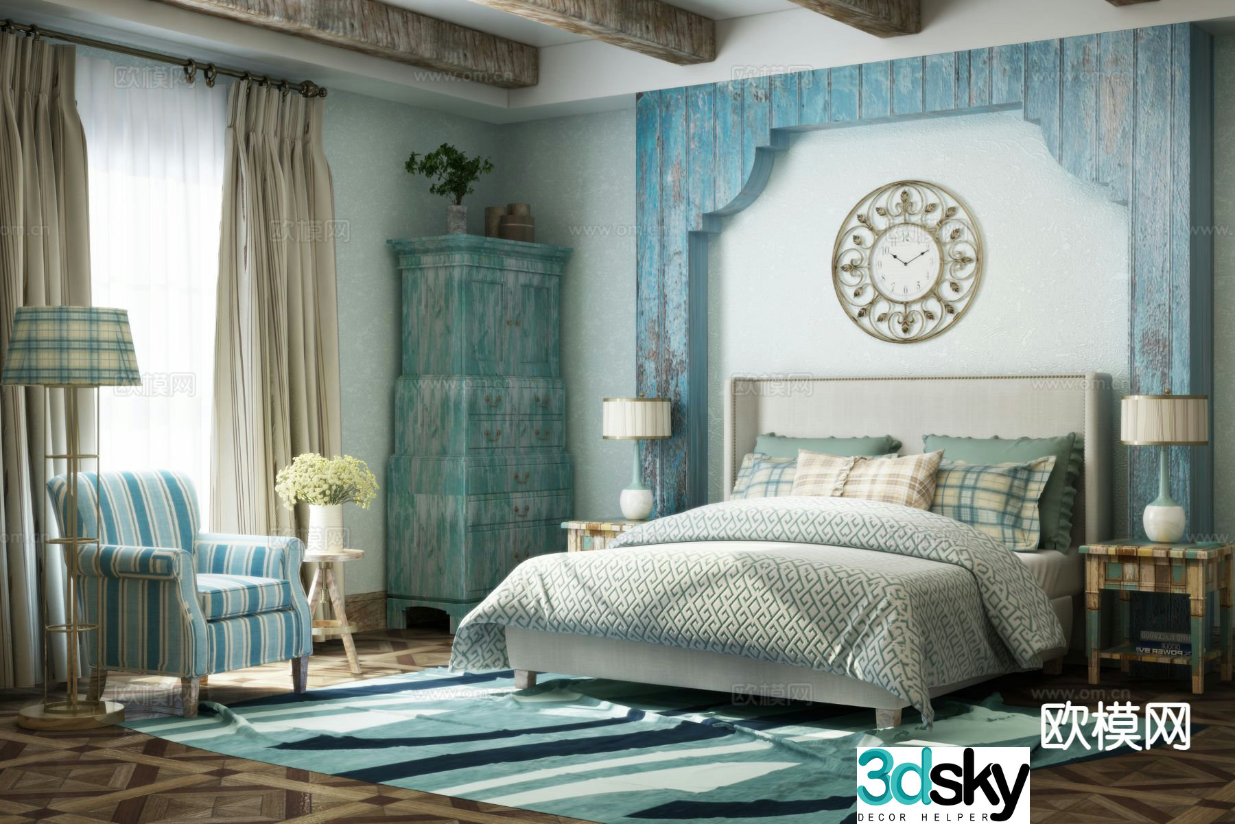 Mediterranean Bedroom Master Bedroom B&B Bedroom 3D Model