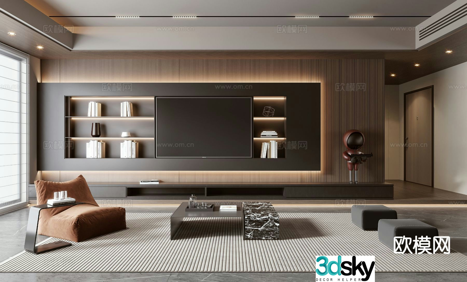 Italian living room TV wall 3d model