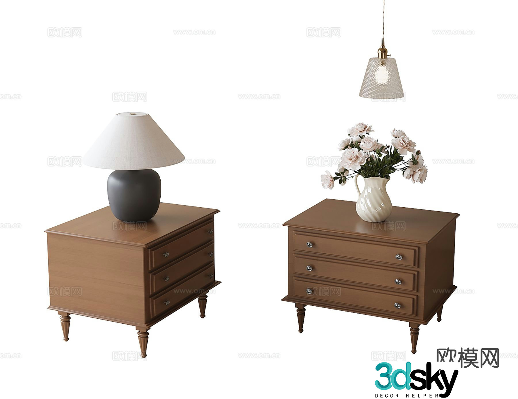 French bedside table 3d model