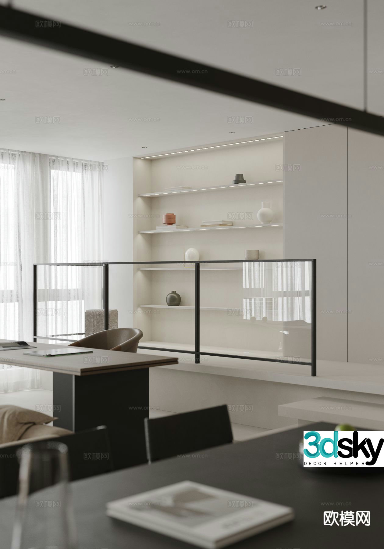 Modern seating area reading area 3d model
