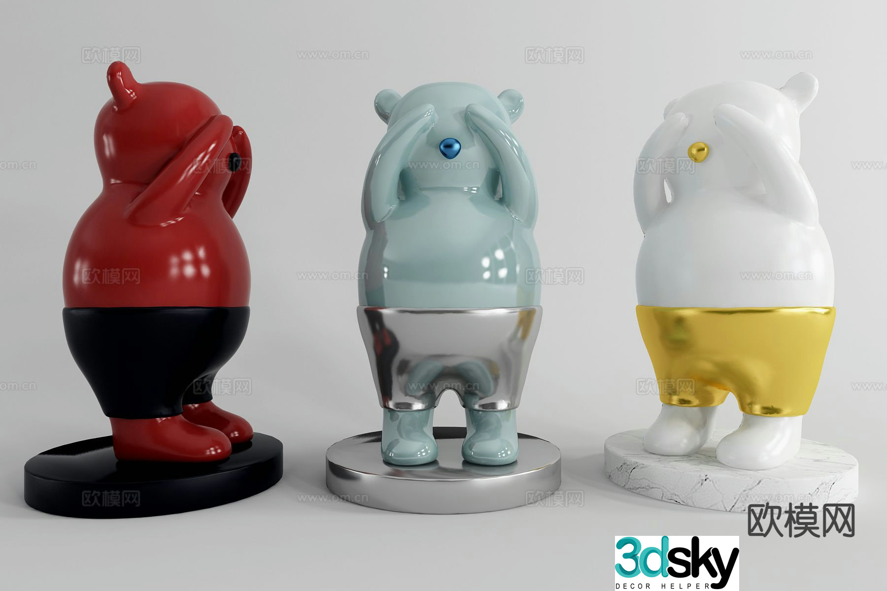 Cartoon sculpture bear sculpture cute sketch 3d model