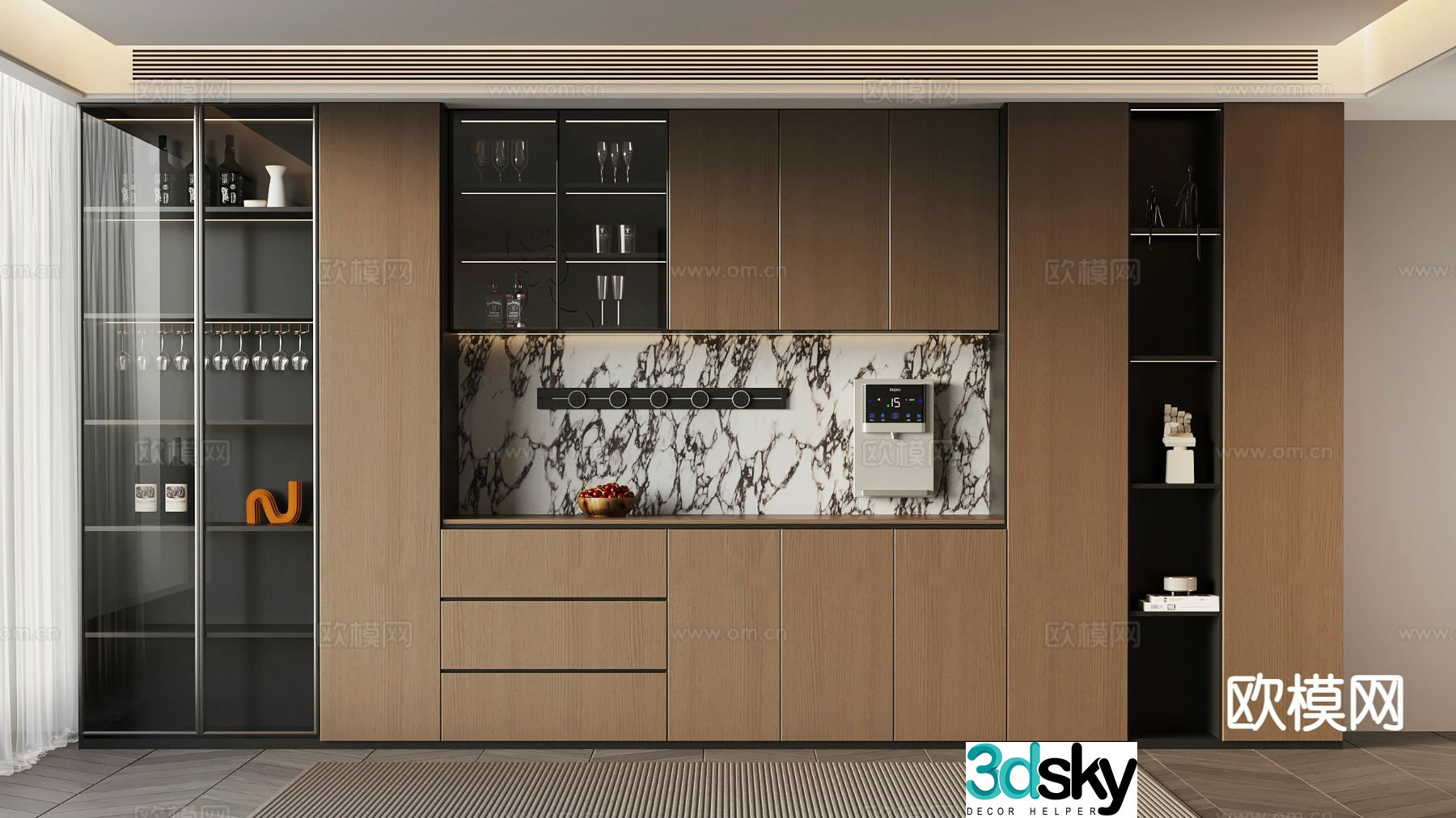 Italian wine cabinet sideboard 3d model