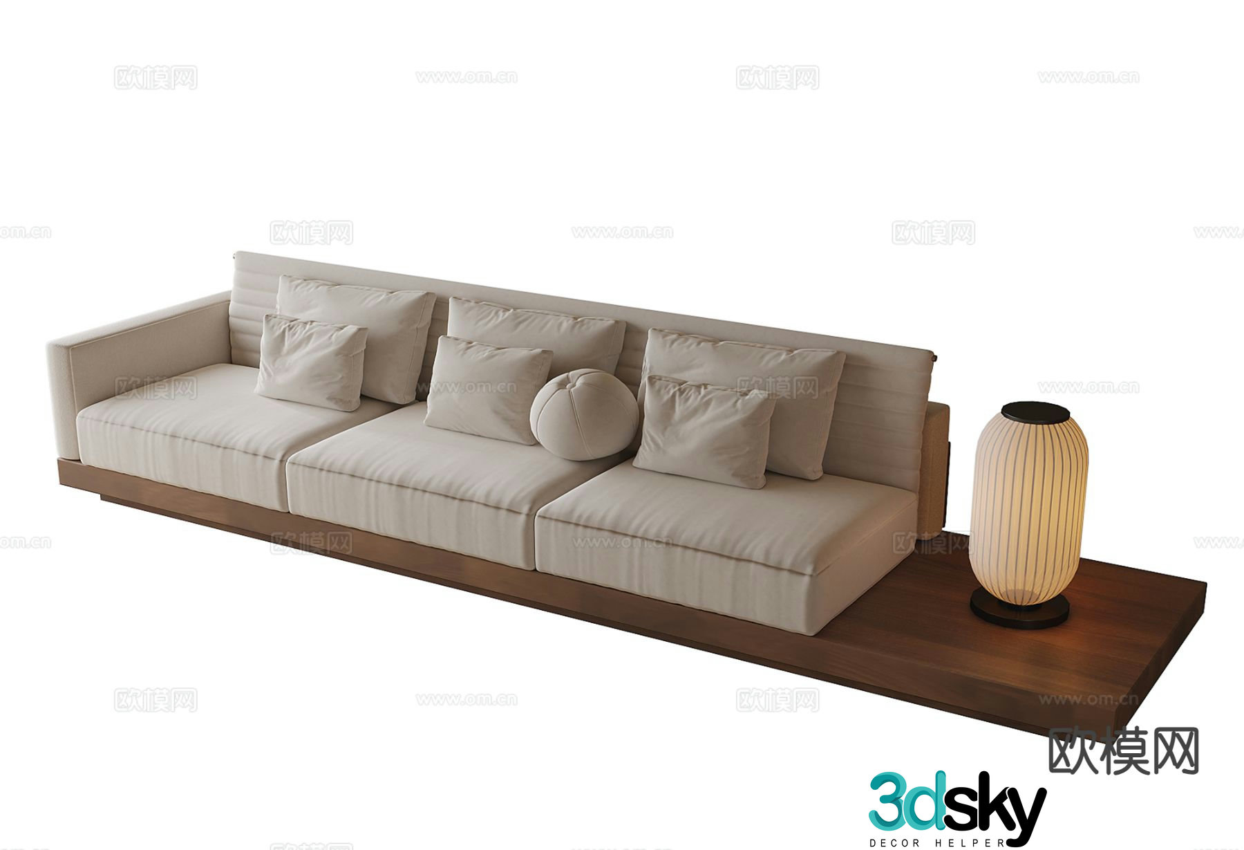 Log style multi-person sofa 3D model of three-person sofa