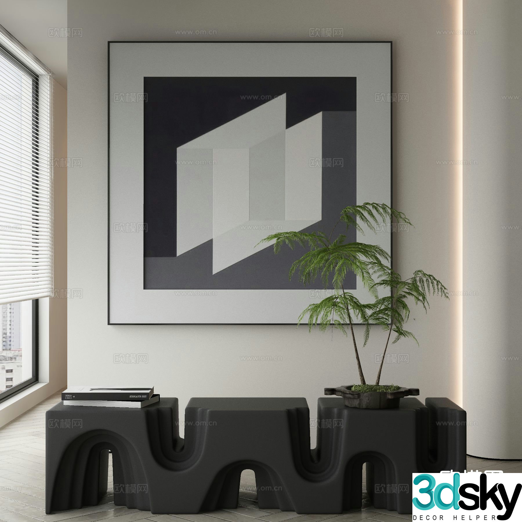 Modern texture painting decorative painting 3d model