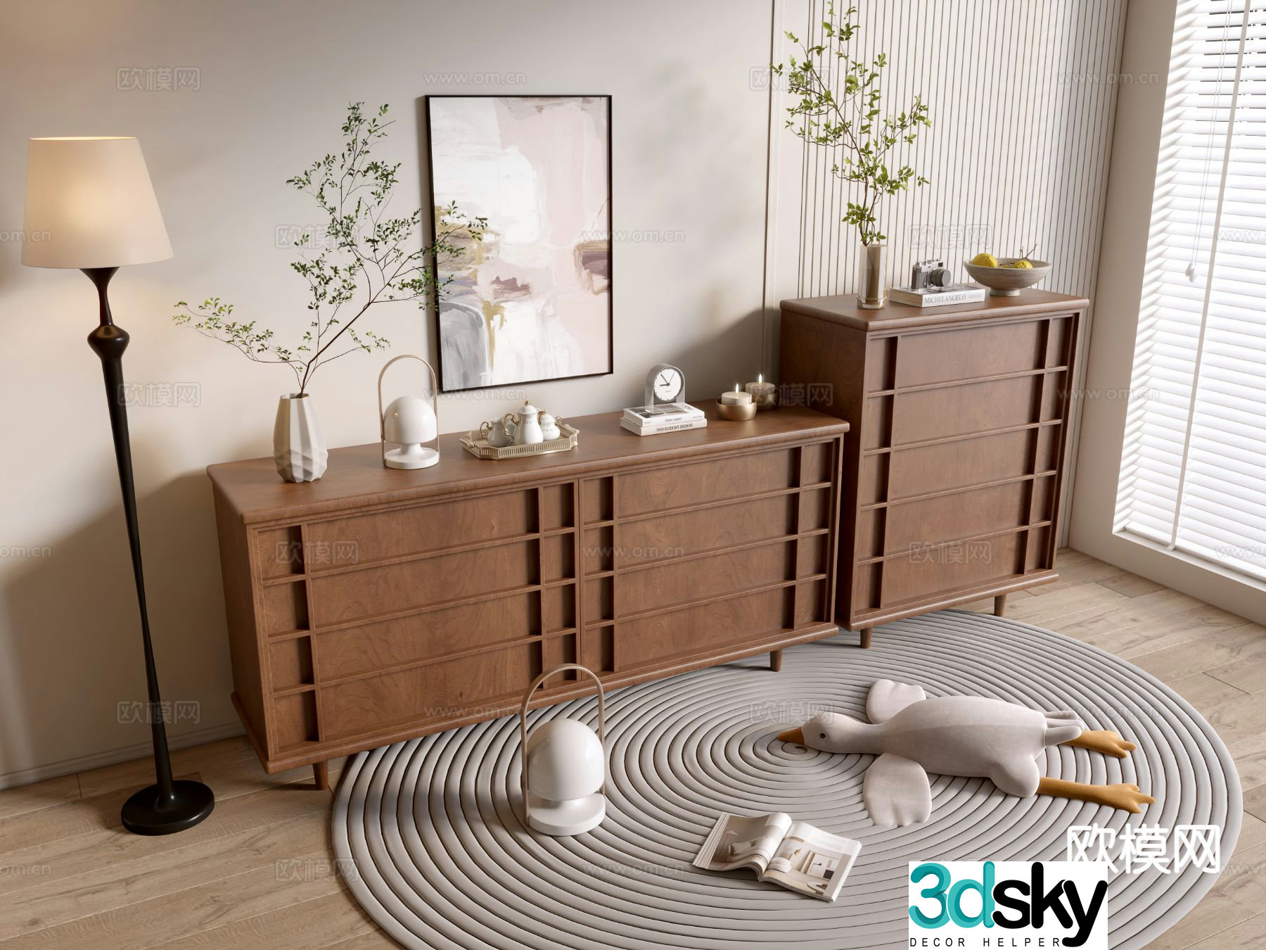 Medieval style chest of drawers entrance cabinet 3D model
