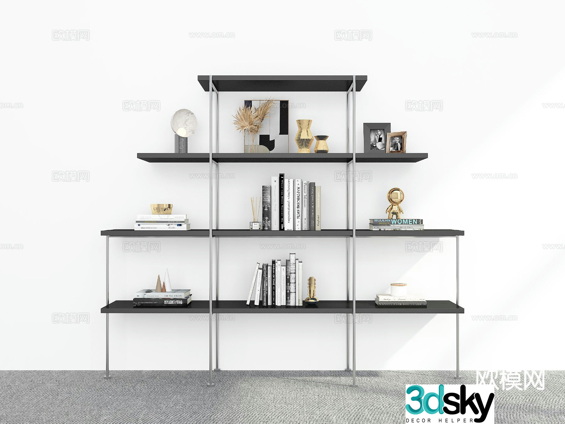 Modern storage shelf bookshelf 3d model