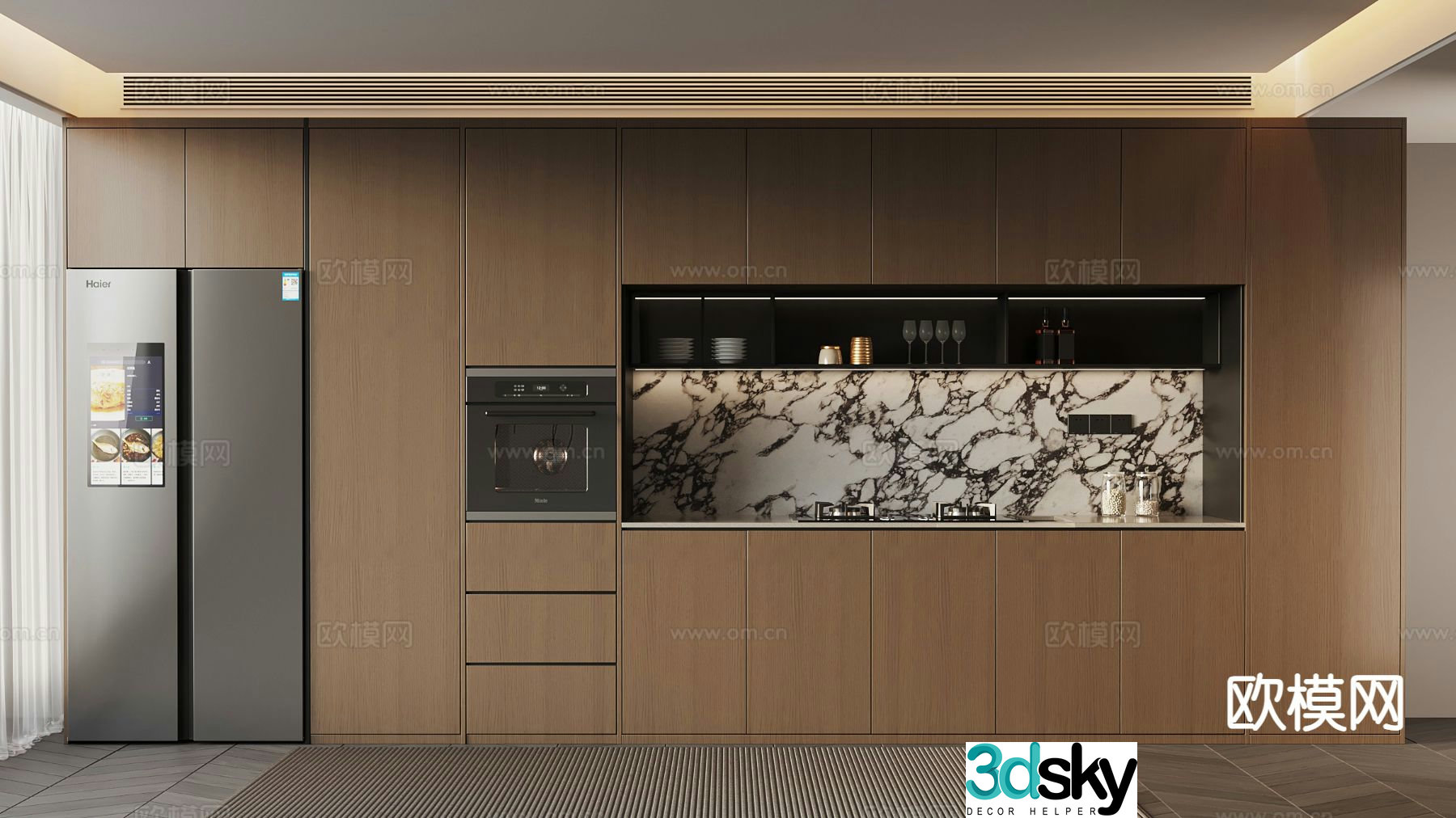 Italian style cabinet sideboard 3d model