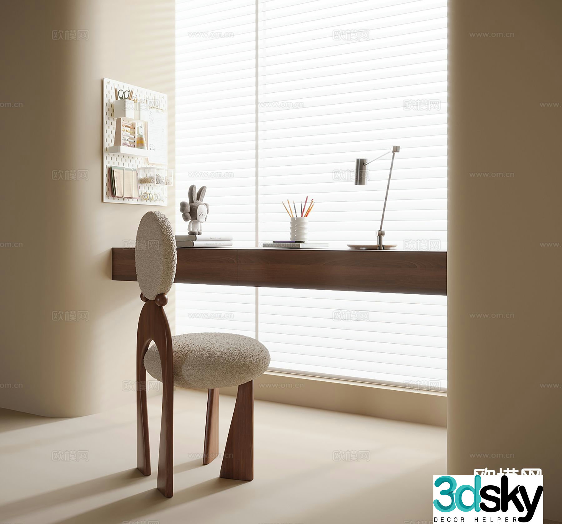 Medieval style desk custom desk chair suspended desk 3d model