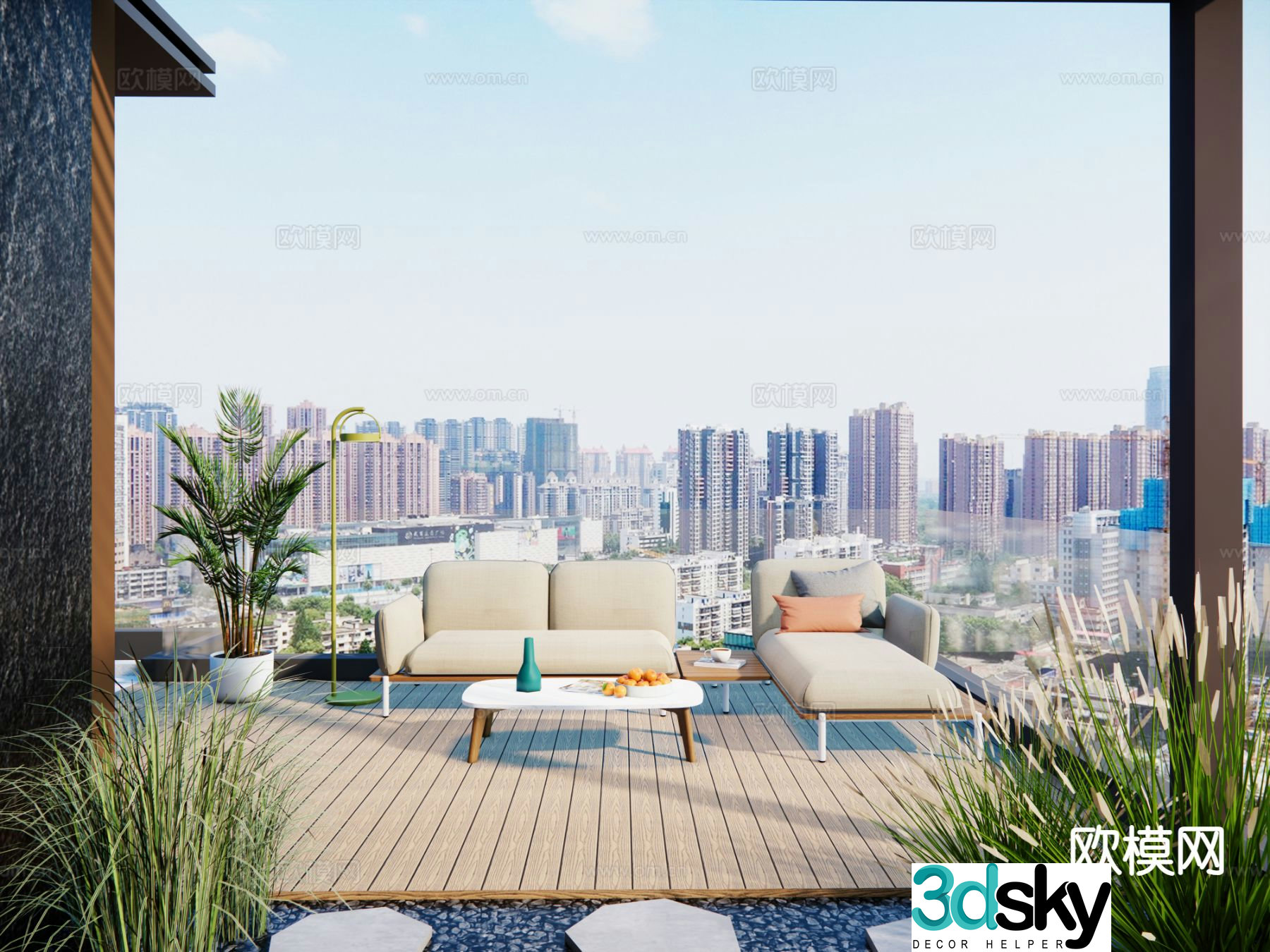 Modern rooftop sofa patio sofa outdoor sofa 3d model