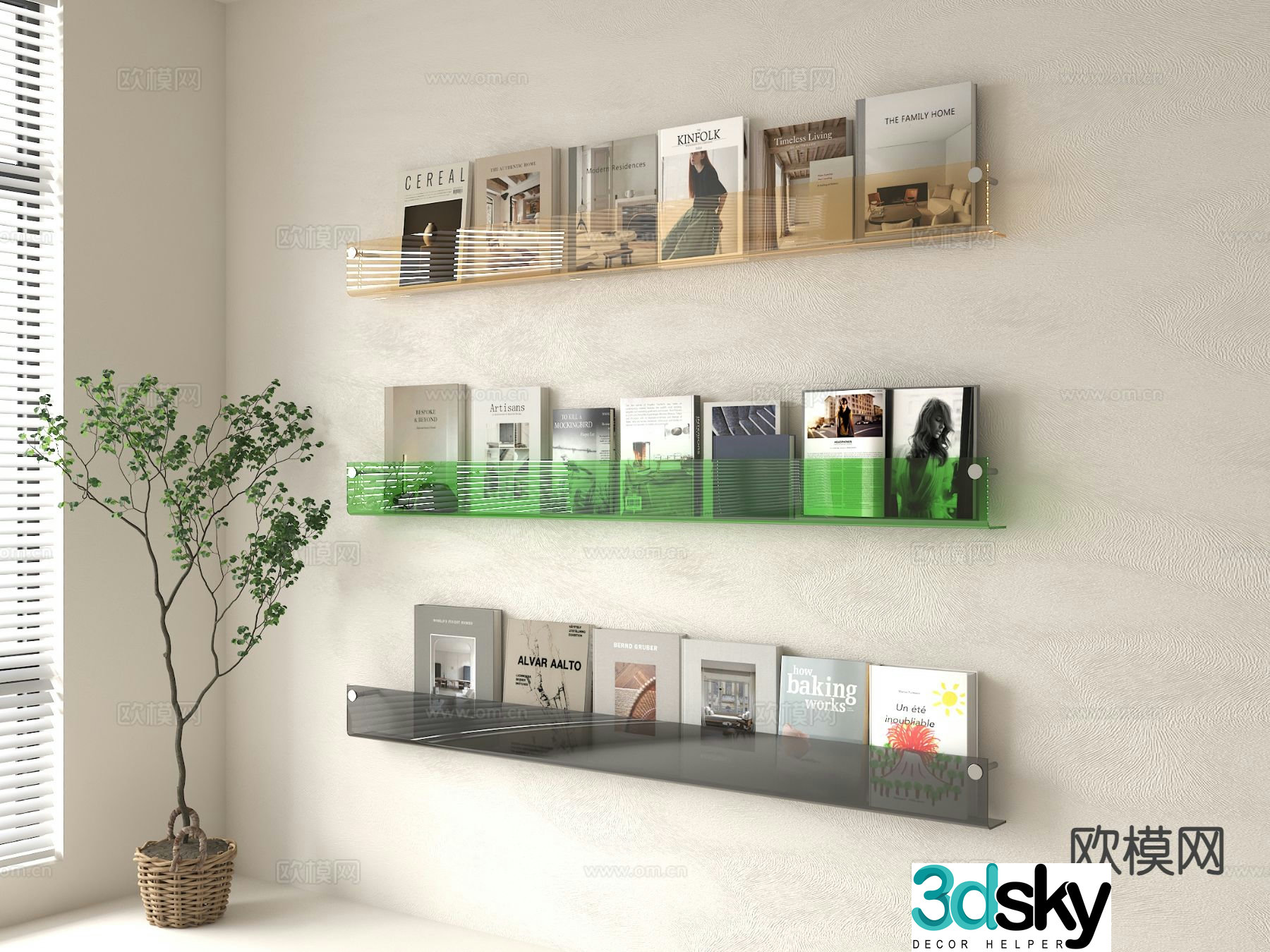 Modern books books magazines newspapers wall cabinet bookshelf 3d model