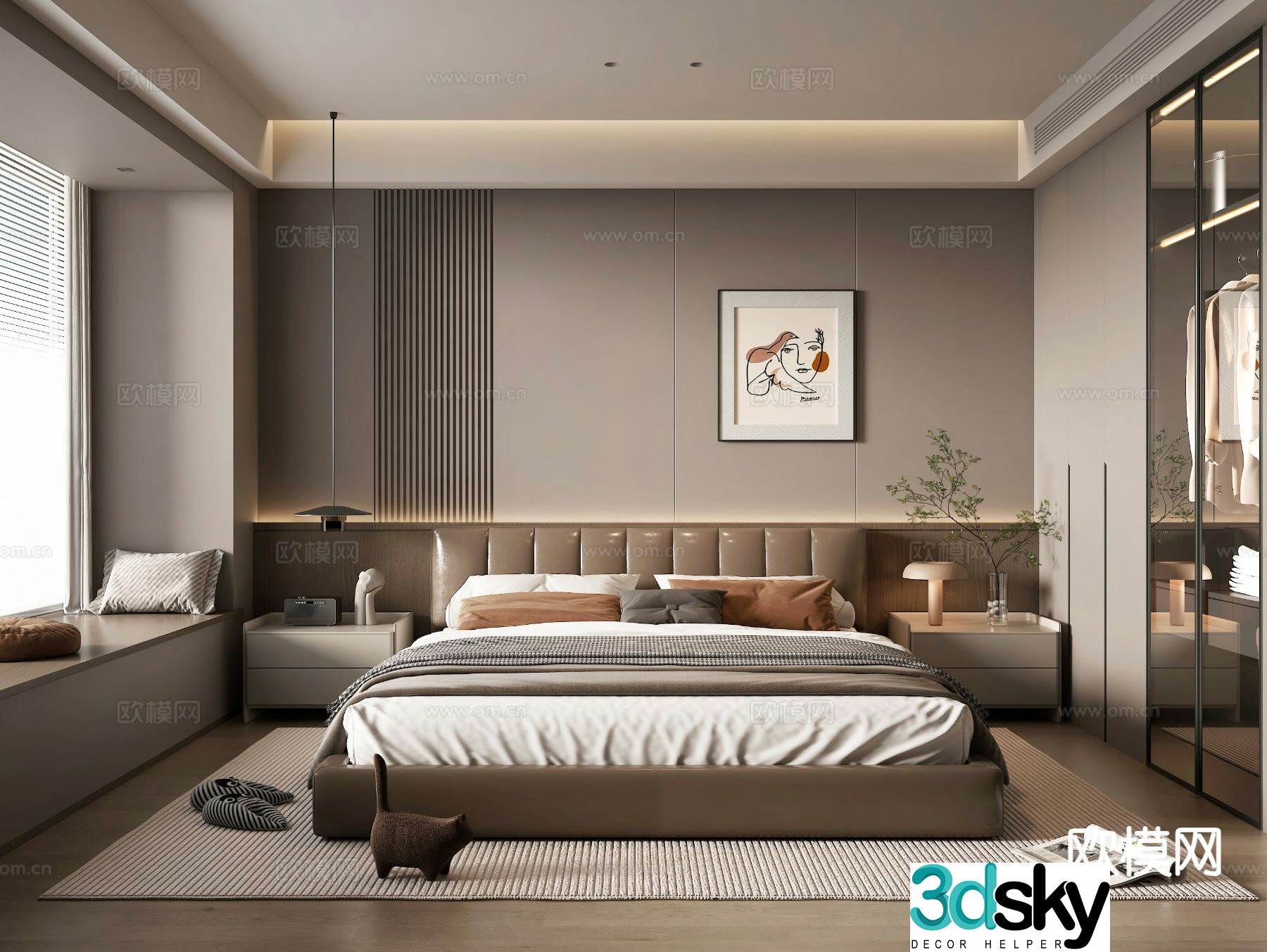 Italian style bedroom master bedroom 3d model
