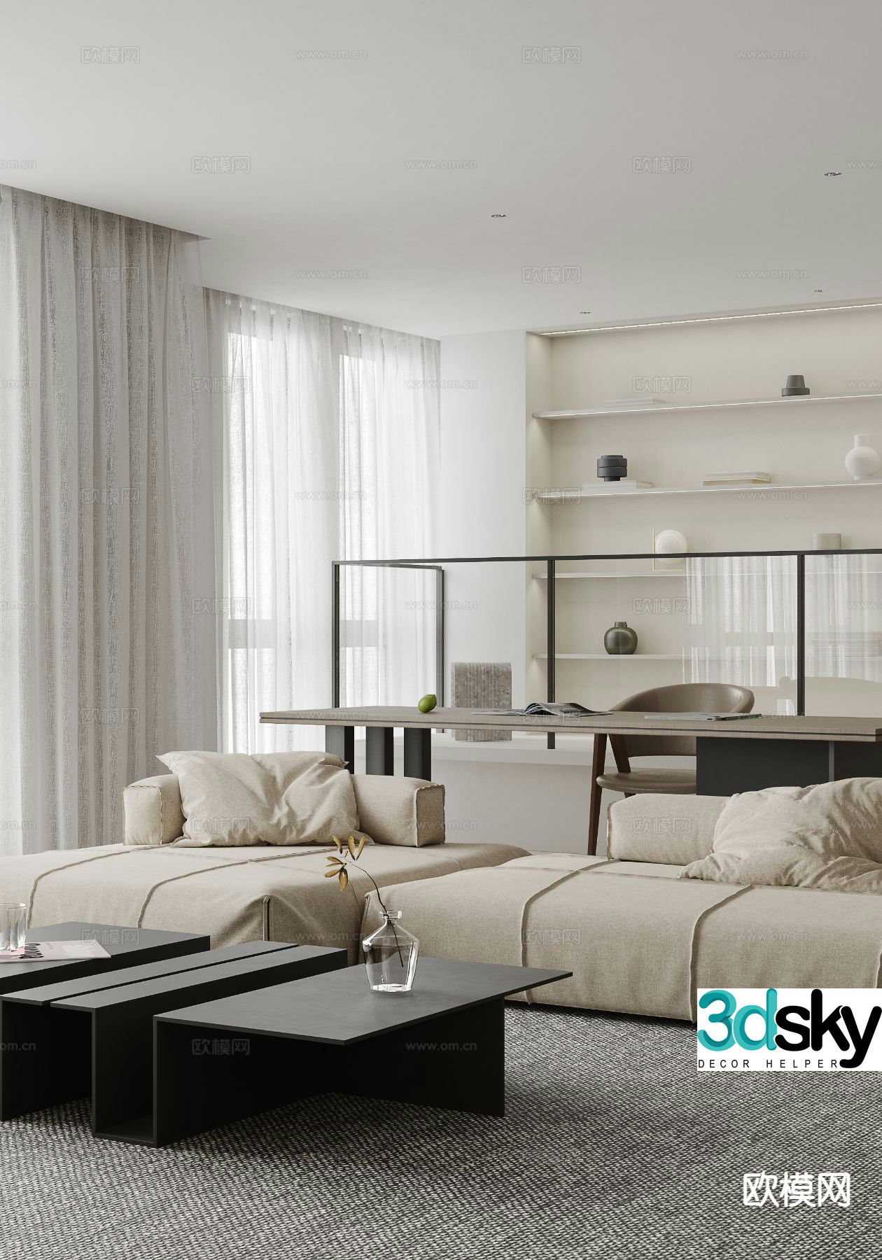 Modern sectional sofa 3d model