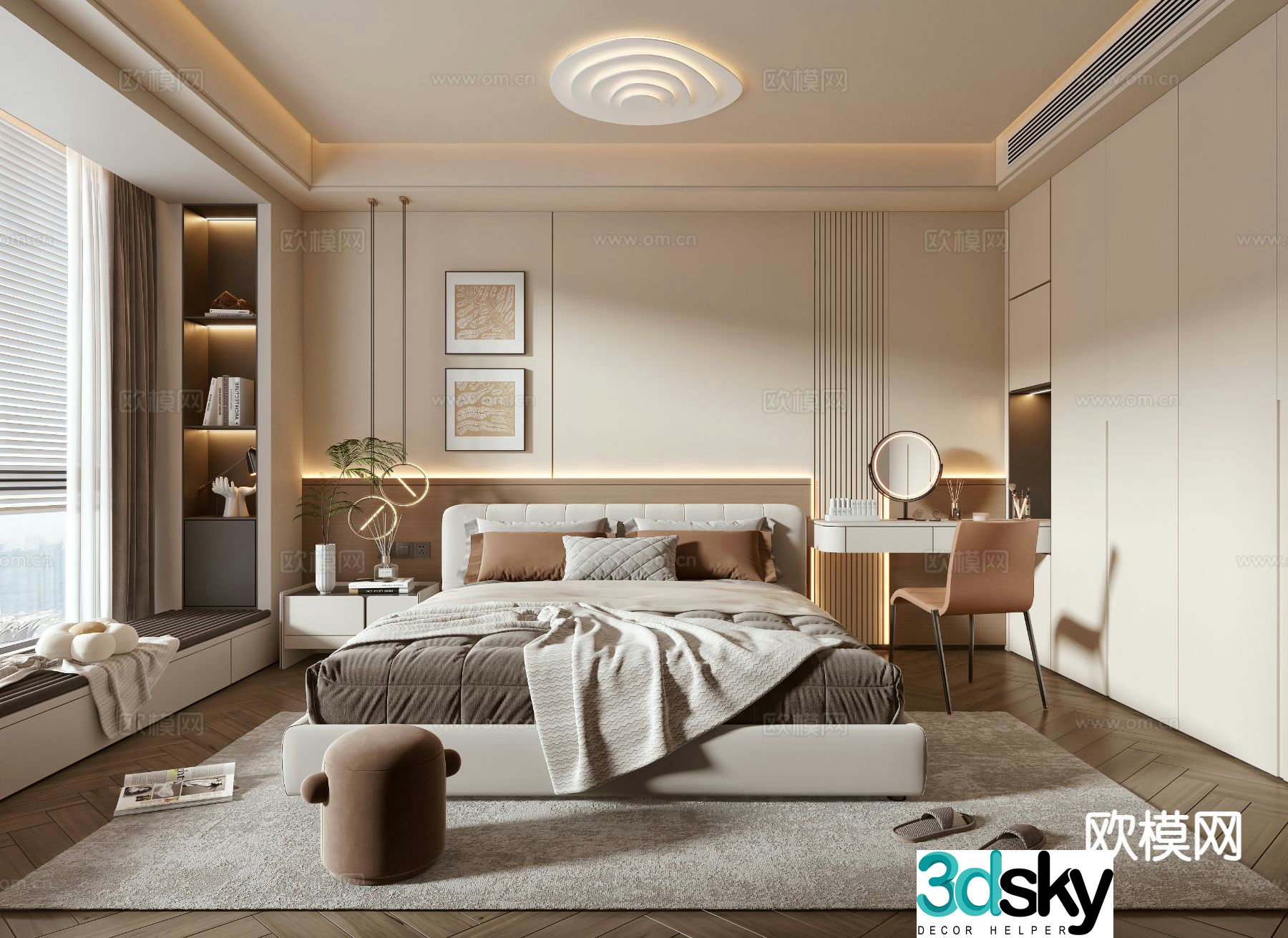 Cream style bedroom master bedroom 3d model