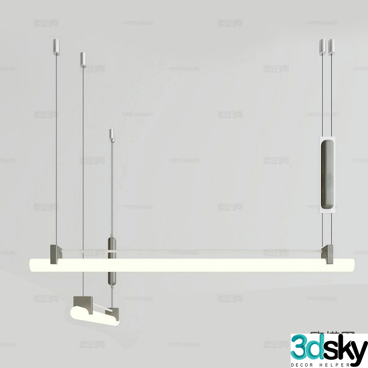 Light luxury chandelier straight chandelier 3d model