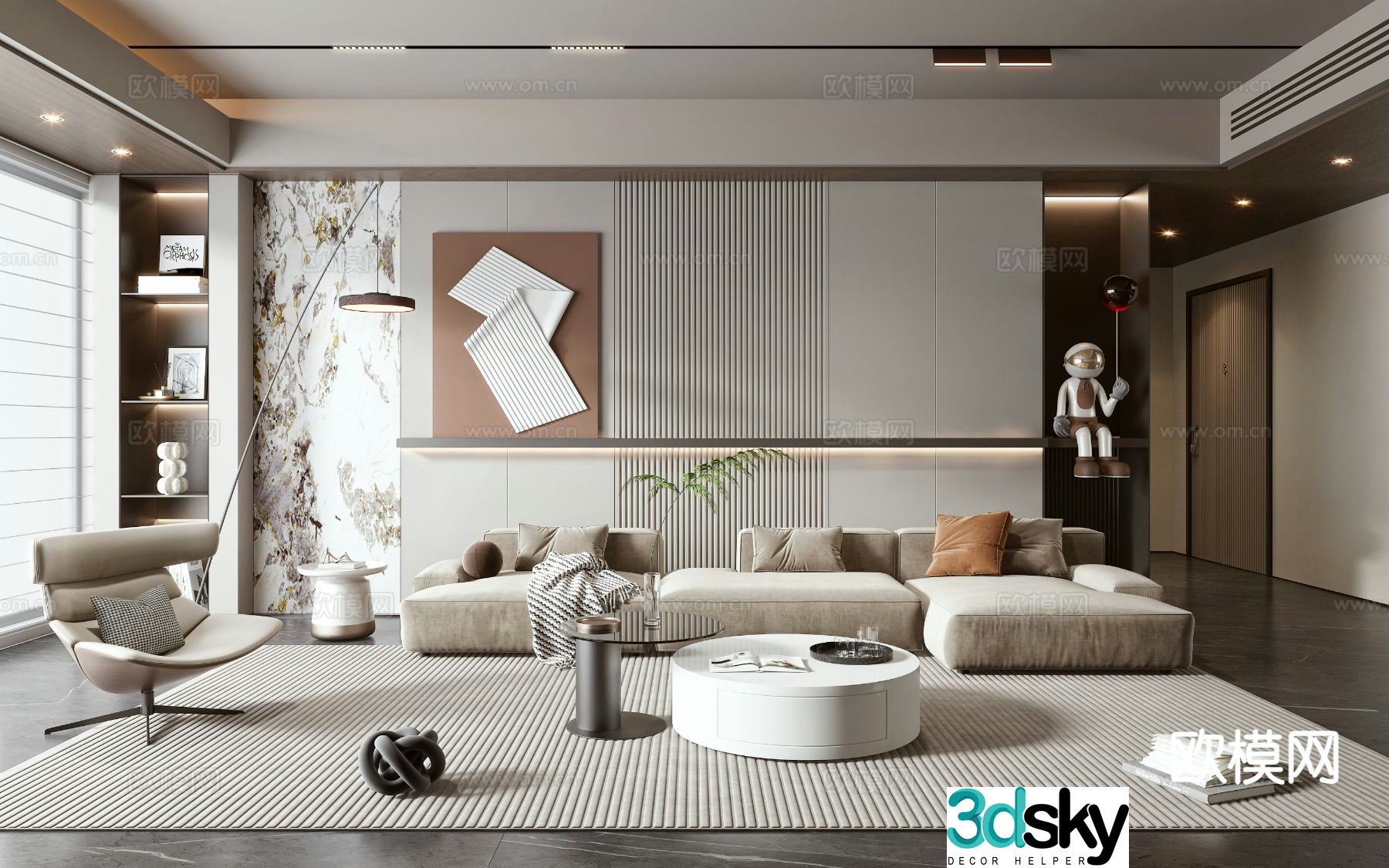 Light luxury living room 3D model