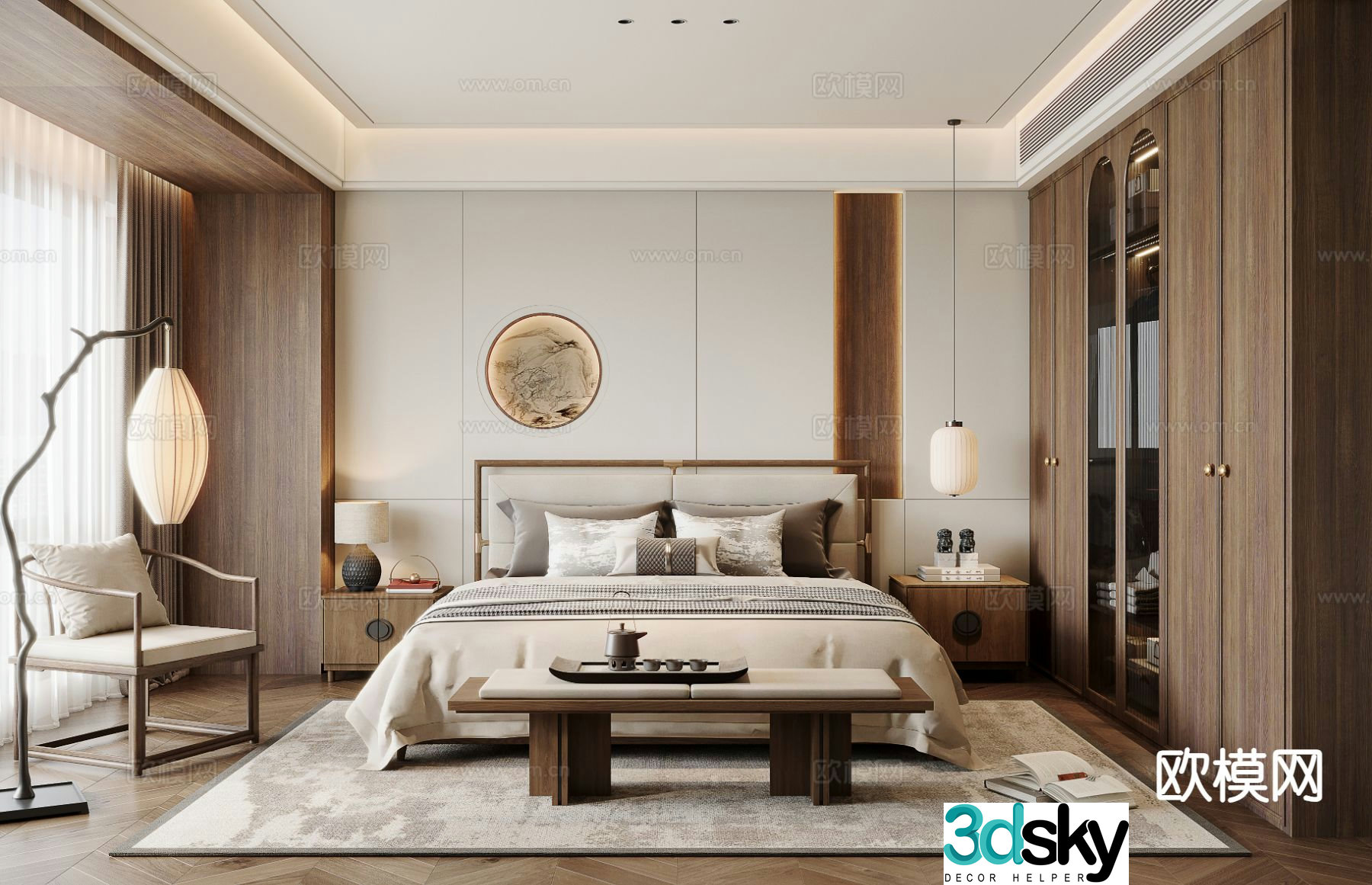 New Chinese style Song Dynasty bedroom master bedroom 3D model
