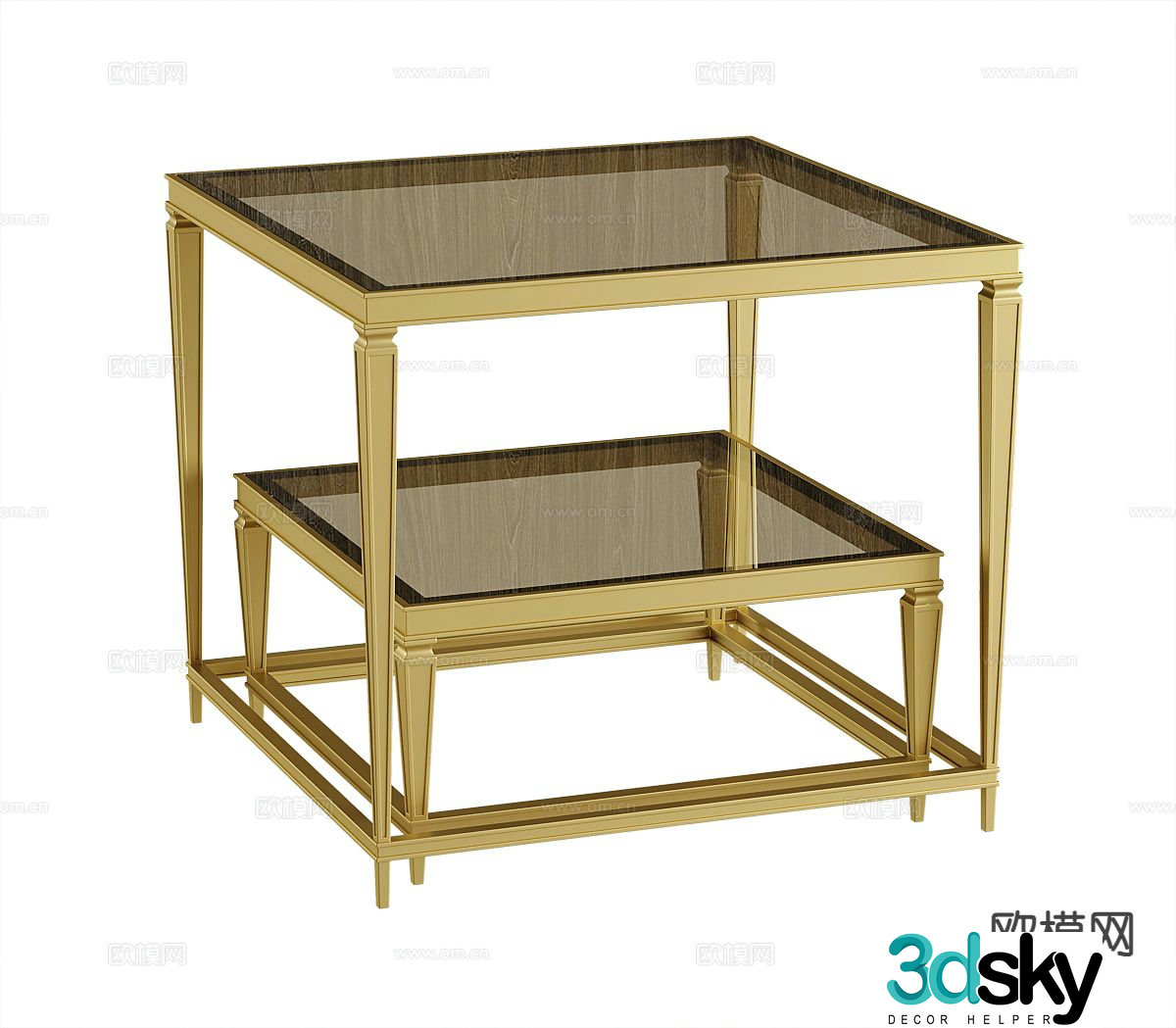 American side table glass corner table 3d model