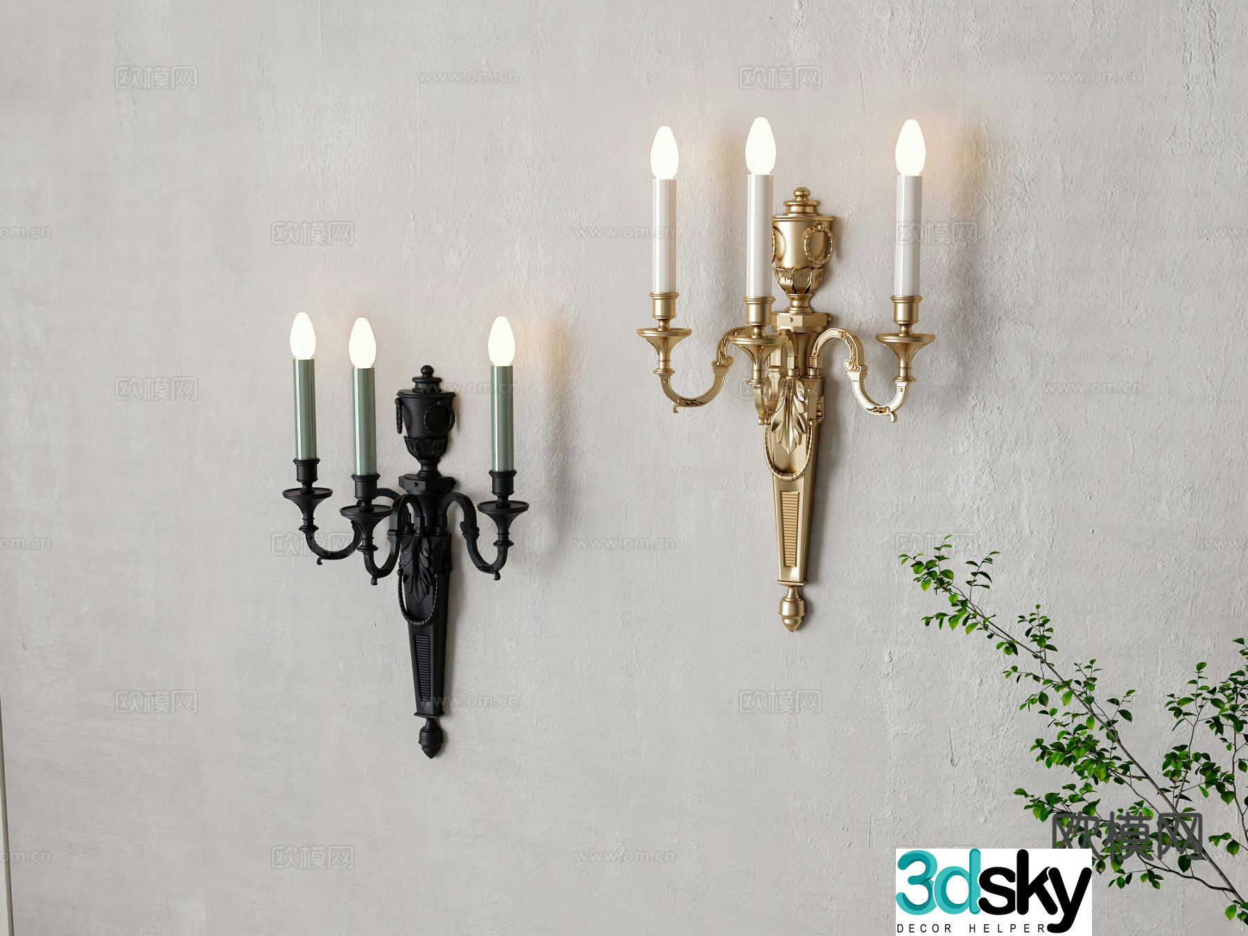 French Candelabra Wall Lamp 3d model
