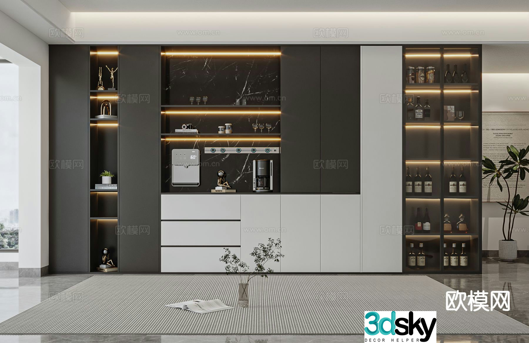 Modern wine cabinet sideboard 3d model