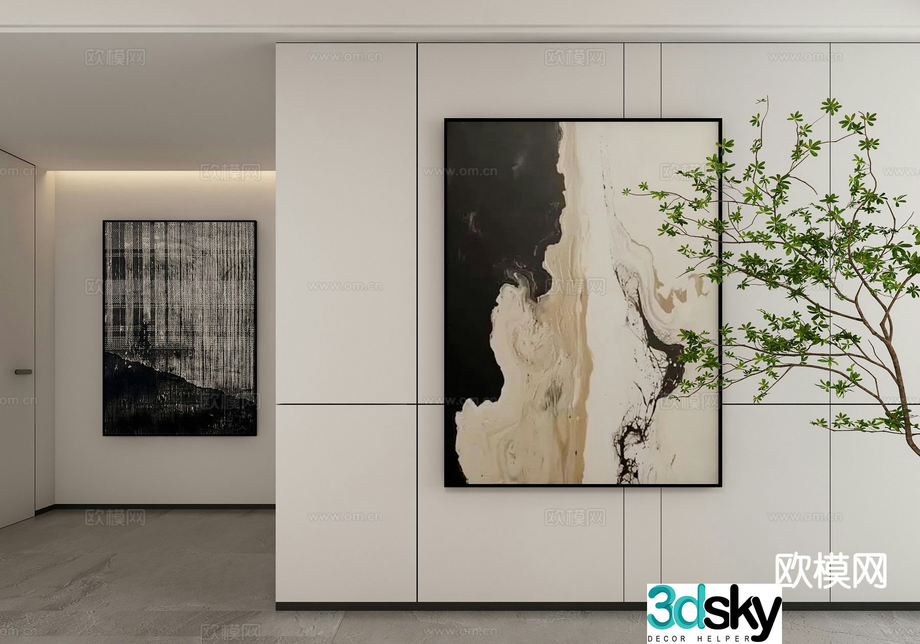 Modern texture painting decorative painting 3d model