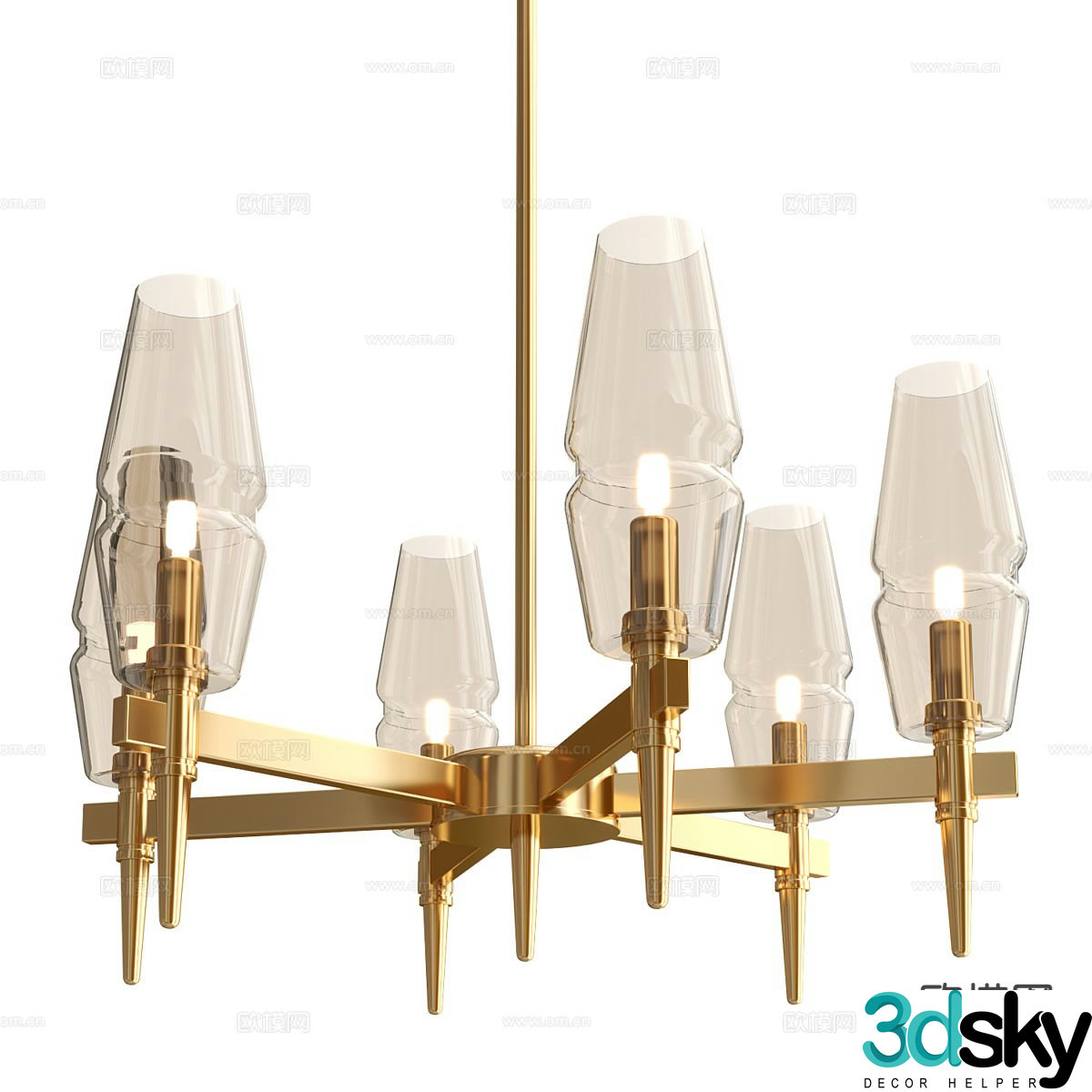 Light luxury multi-head chandelier 3D model