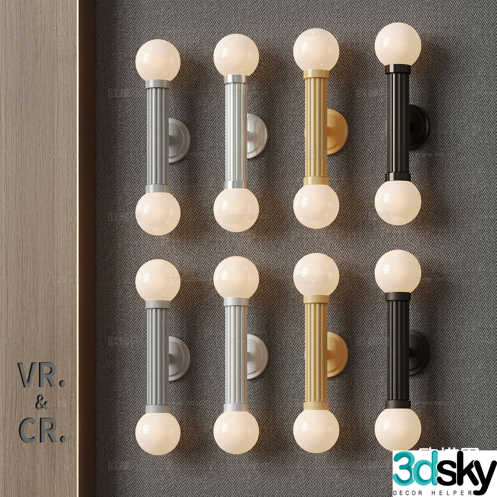 Modern double head wall light metal wall light 3d model