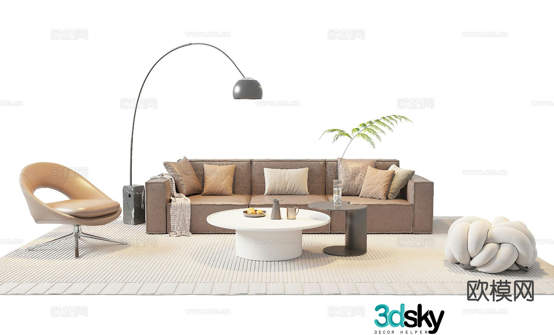 Modern sofa coffee table modular sofa 3d model