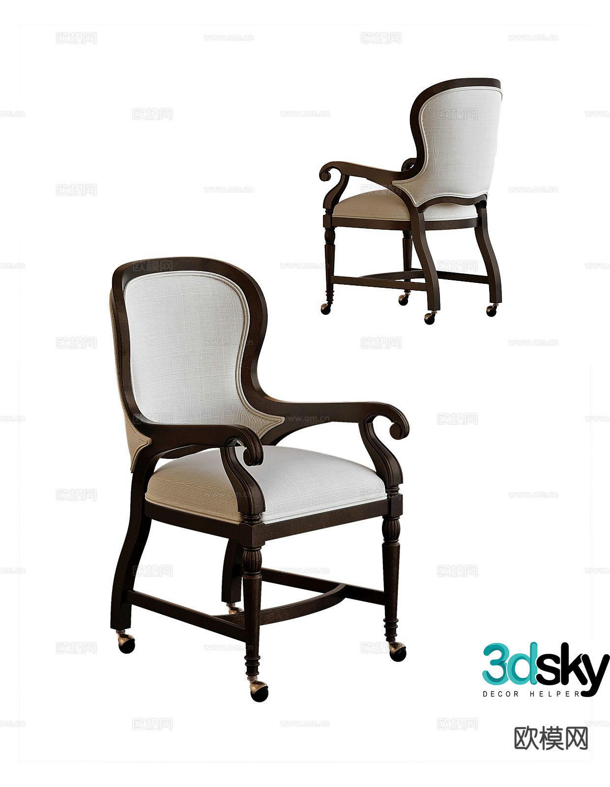 American single chair armchair 3d model