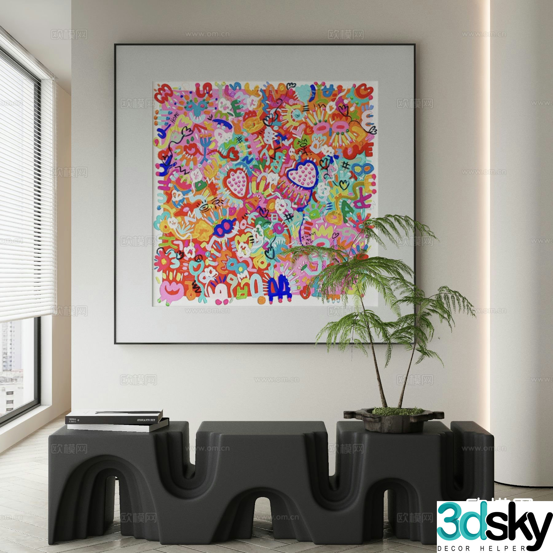 dopamine hanging painting colorful decorative painting 3d model