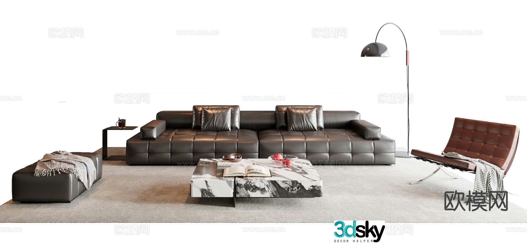 Italian sectional sofa 3d model