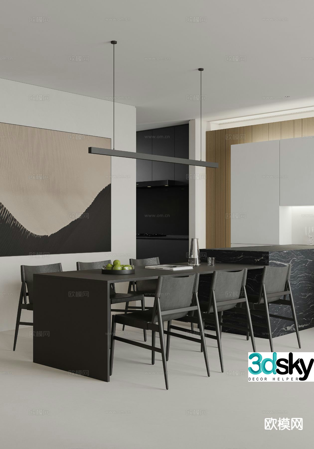 Italian minimalist island restaurant 3D model