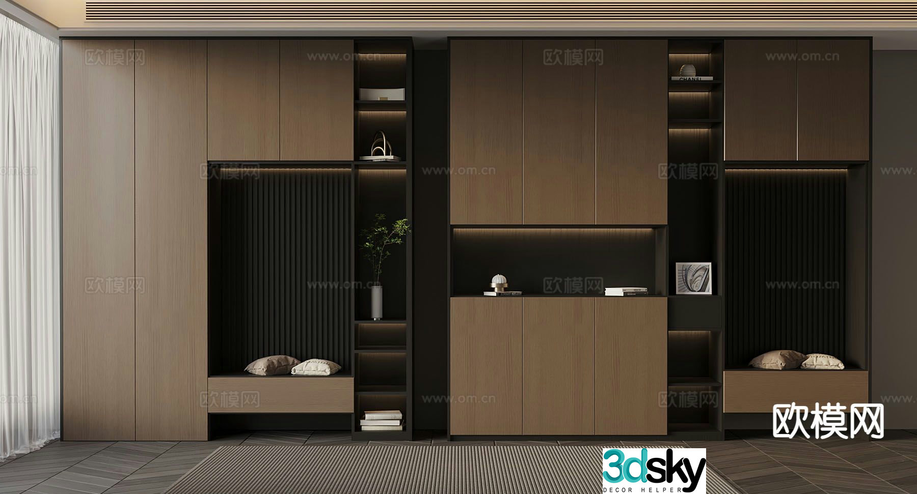 Italian minimalist shoe cabinet 3D model