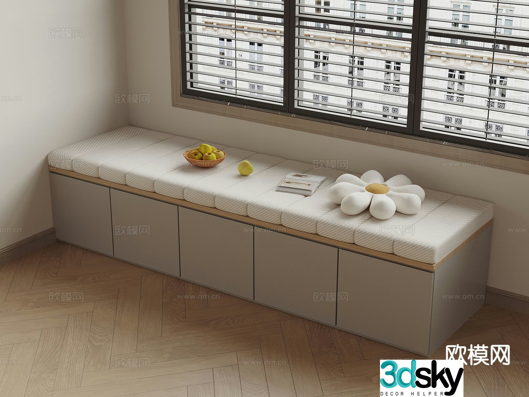Modern bay window cabinet bay window mat 3d model