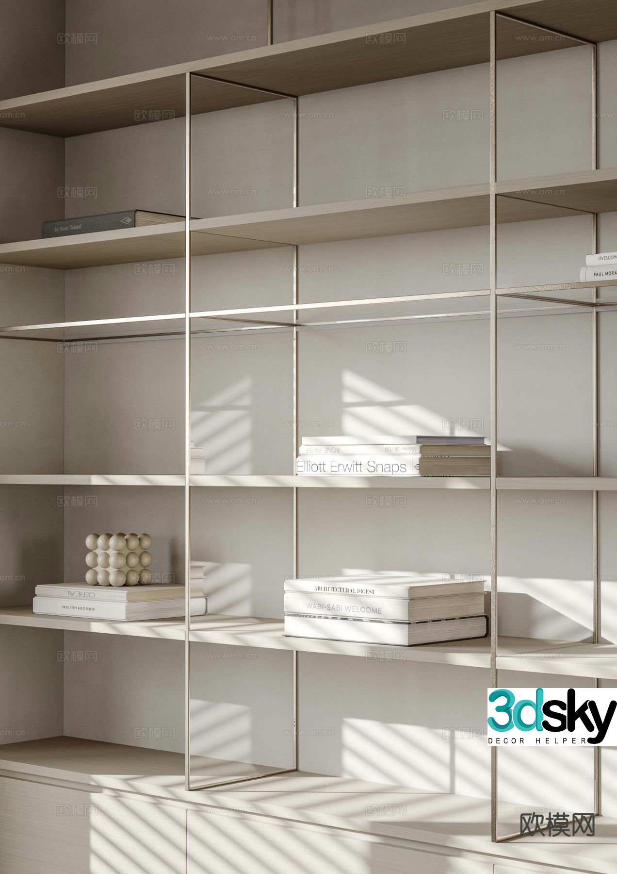 Modern bookcase bookshelf 3d model