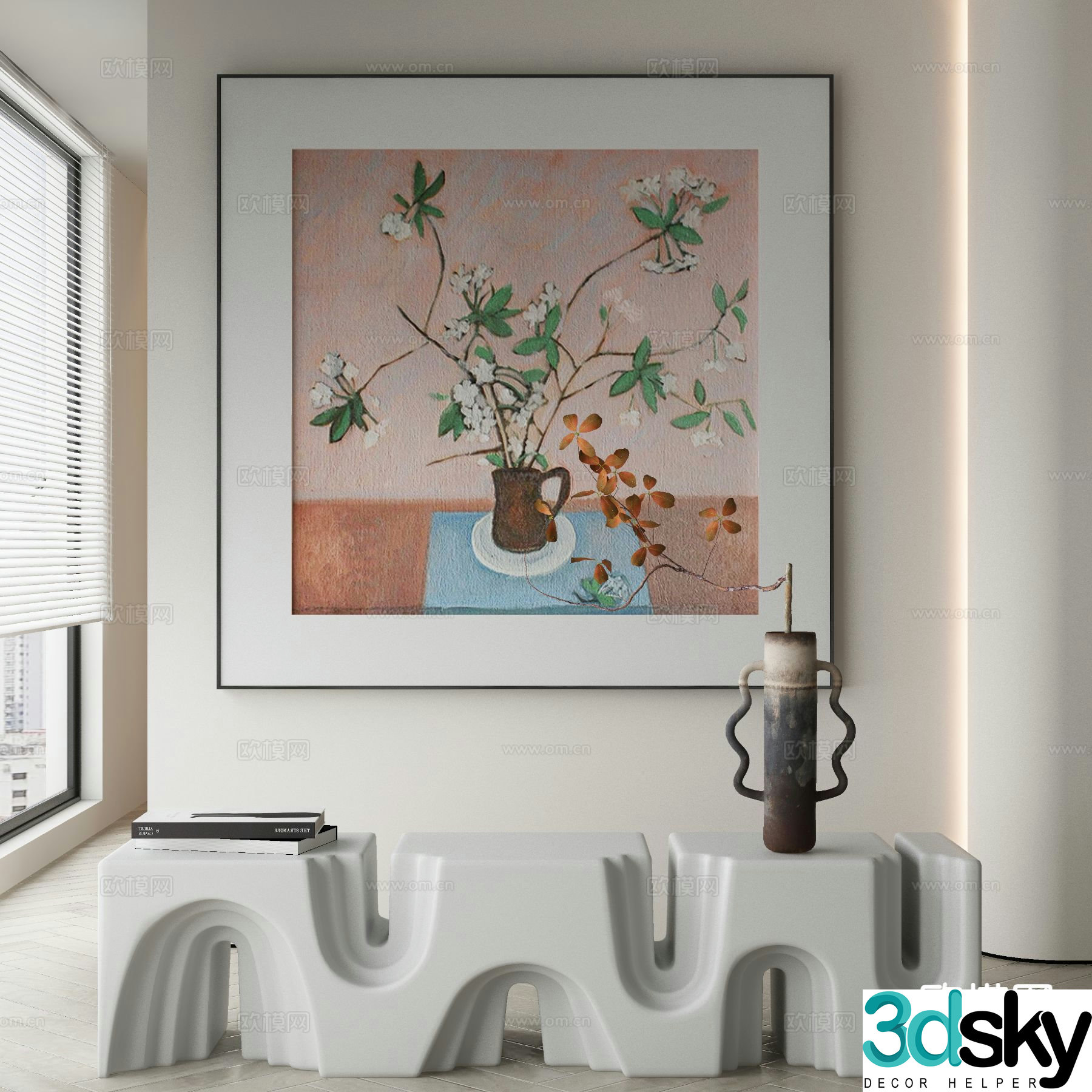 Modern texture painting decorative painting 3d model