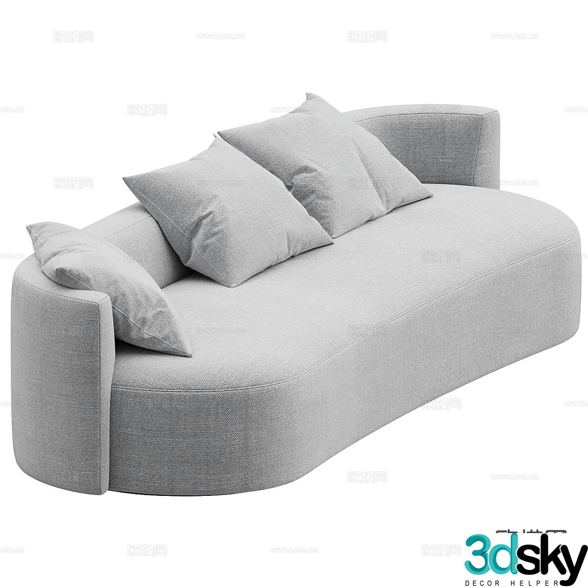 Multi-person sofa fabric sofa 3d model