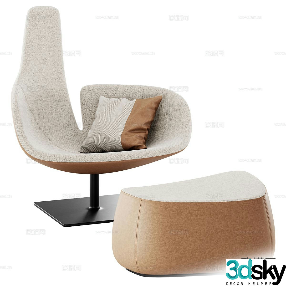 Modern chair leisure chair 3d model