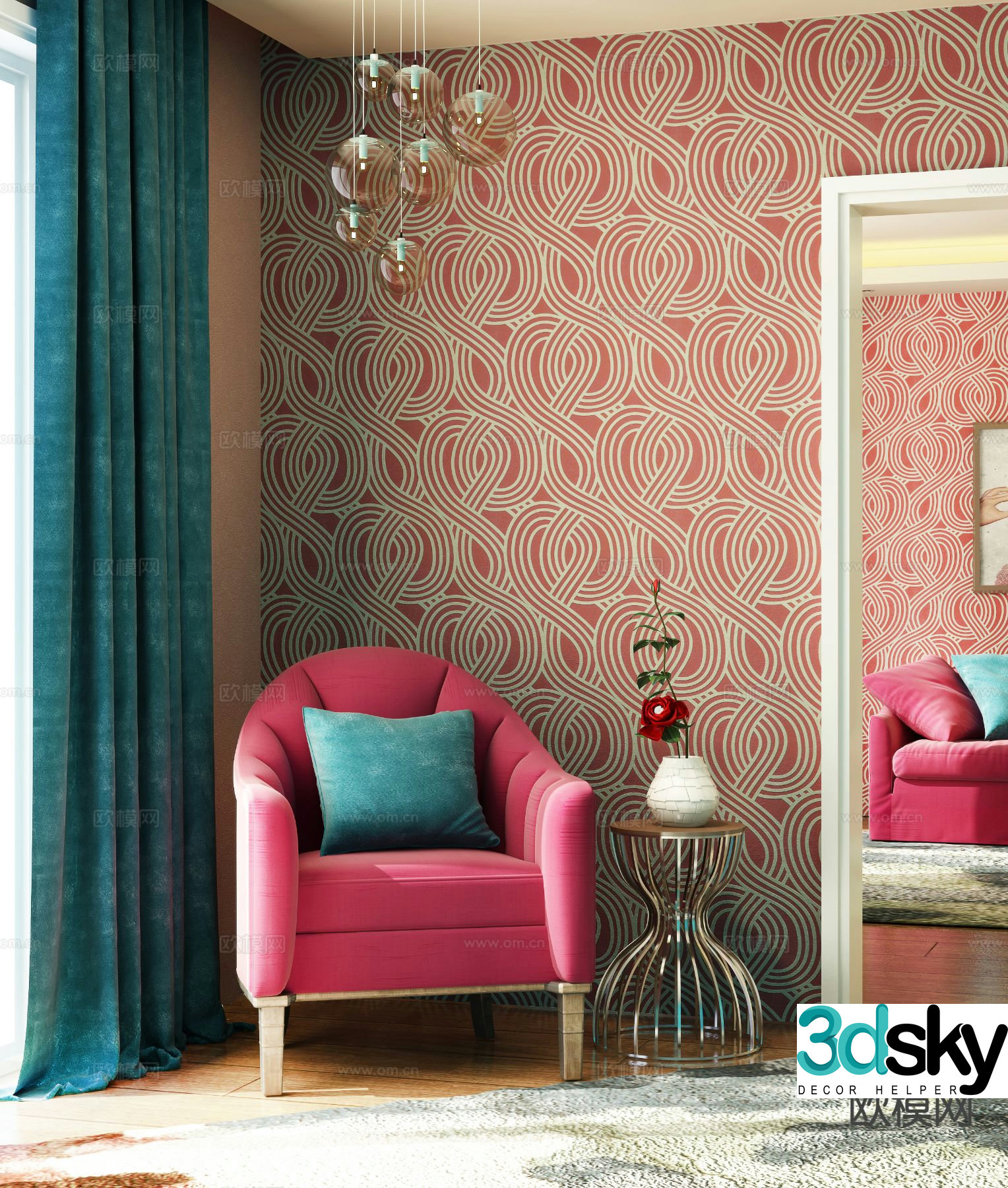 French single sofa 3d model