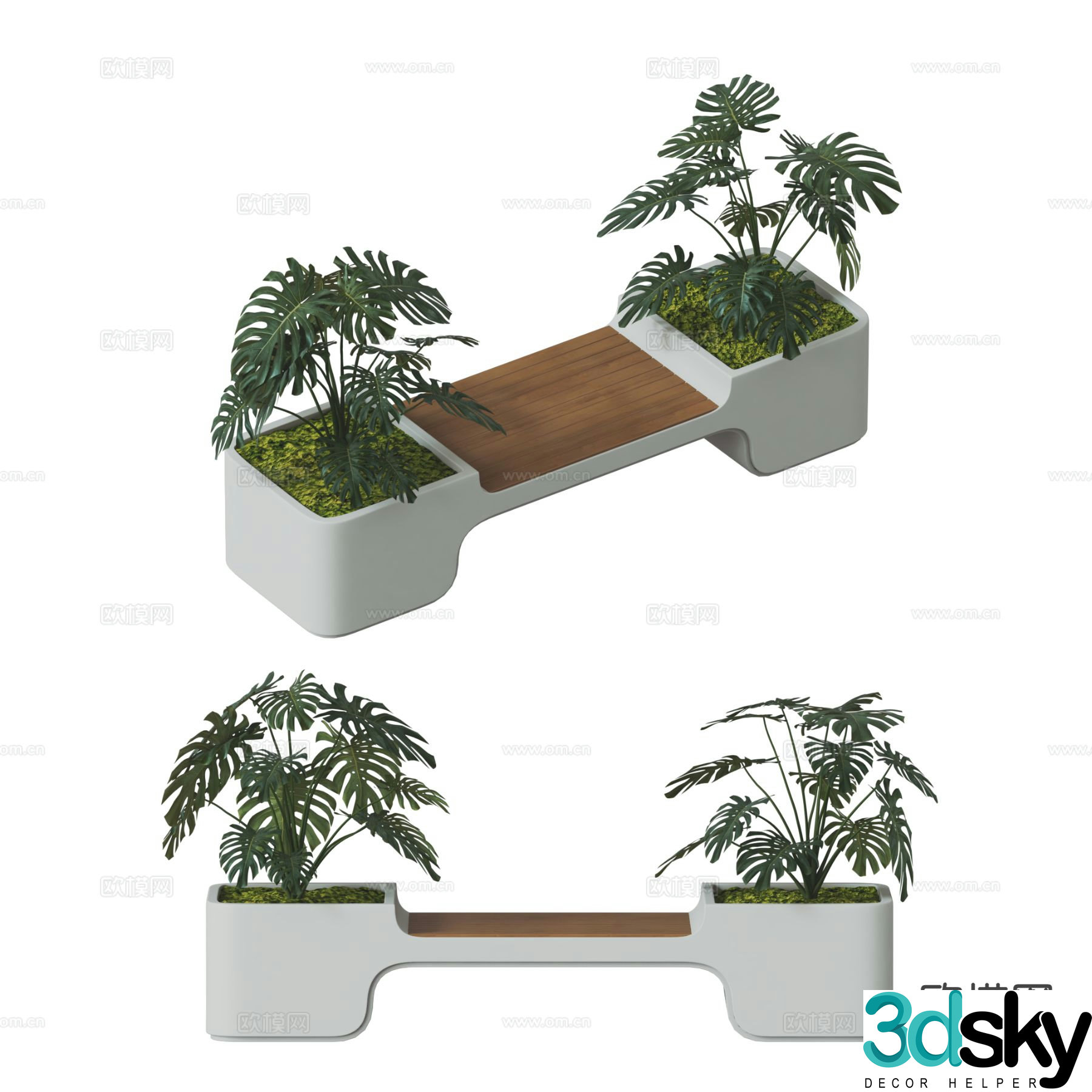 Modern landscape seat tree pool chair public chair 3d model