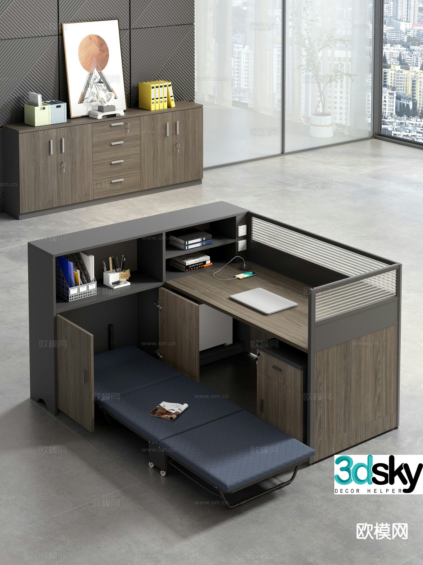Modern desk staff desk staff desk 3d model