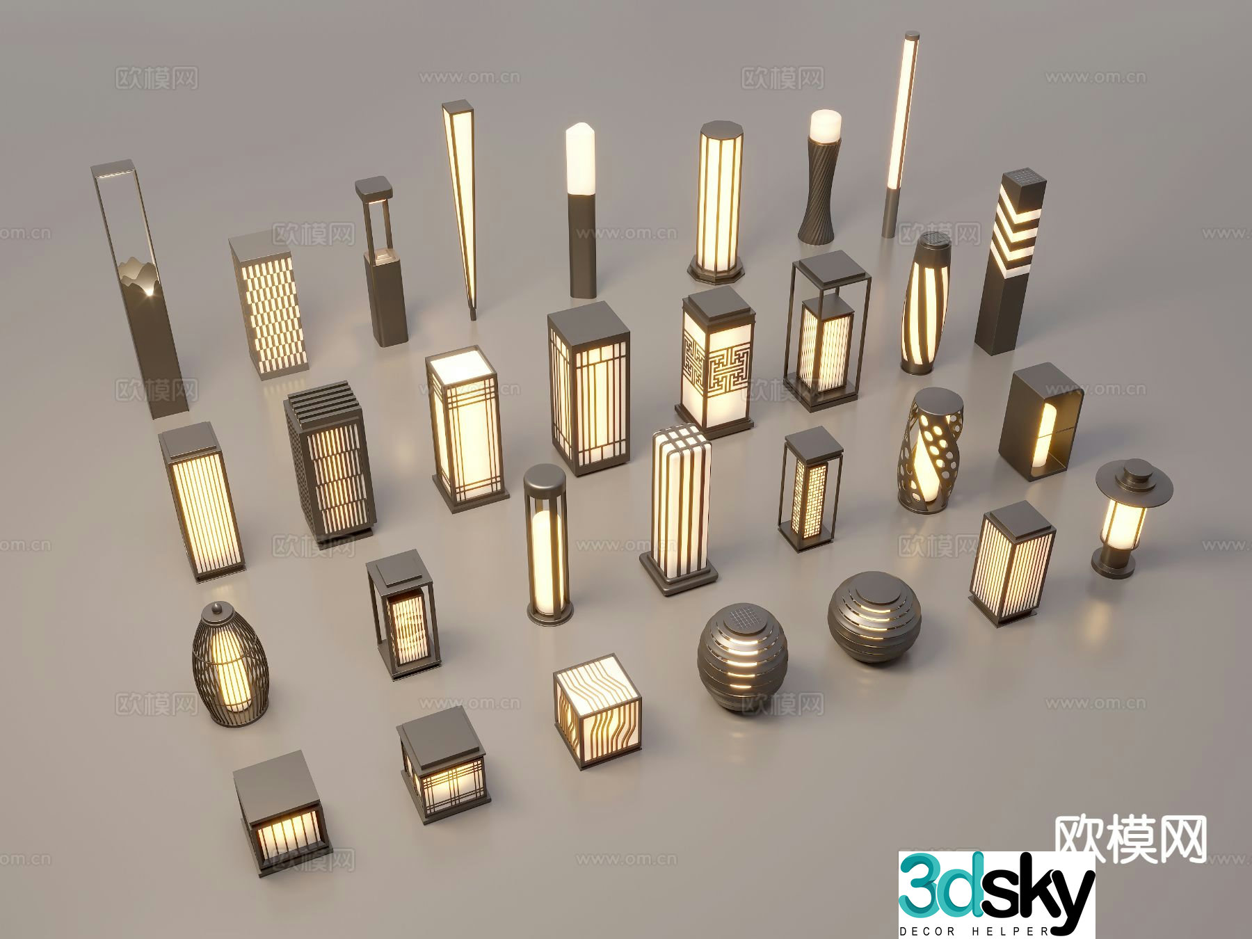 Chinese landscape lamp lawn lamp garden lamp outdoor lamp floor lamp 3d model